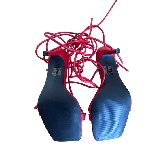 Boohoo - Wrap Up Square Toe Heels in Red - Picture 4 of 4